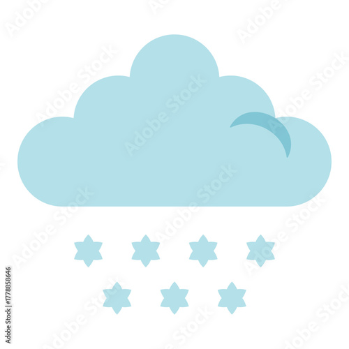 snow falls from cloud flat icon
