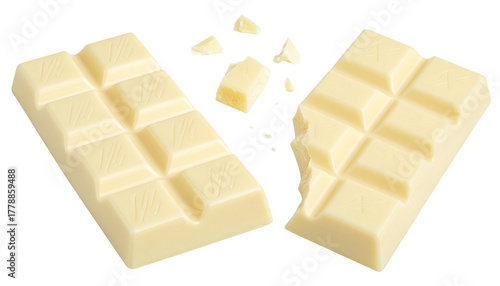 White chocolate bar broken into pieces
