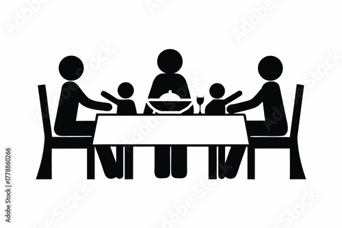 Family reunion dinner icon silhouette vector illustration isolated on white background