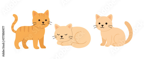 collection of various cartoon cat characters isolated on white background