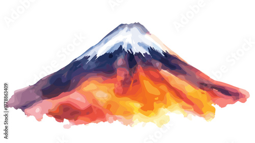 Cotopaxi Volcano. Cotopaxi Volcano hand drawn watercolor illustration