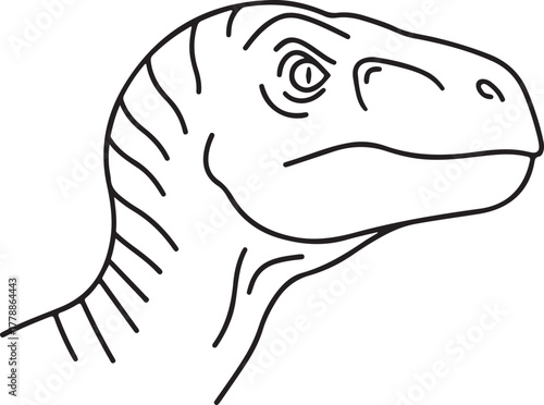 Velociraptor head line drawing ancient predatory creature