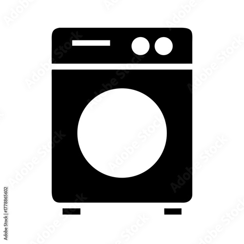 Front Load Washing Machine Glyph Icon Vector Isolated on White