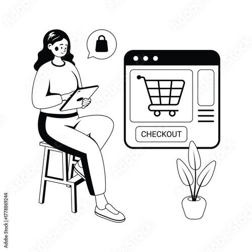 Carefully designed amazing online shopping checkout Glyph illustration