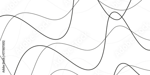 Thin line wavy abstract vector background. Curve wave seamless pattern. Line art striped graphic template.