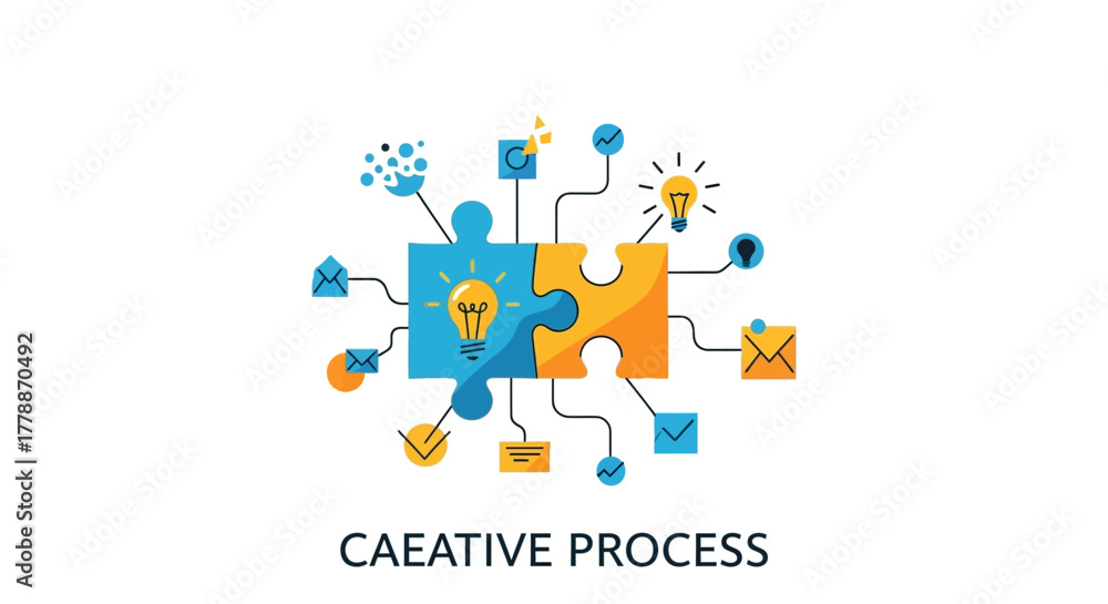 Fototapeta premium Innovative puzzle concept representing connected ideas and creative collaboration process