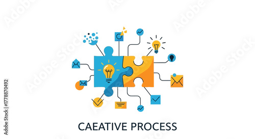 Innovative puzzle concept representing connected ideas and creative collaboration process