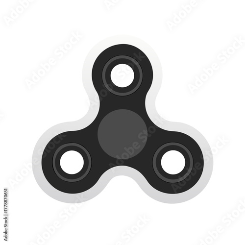 Black and White Fidget Spinner Vector Icon on Isolated Background