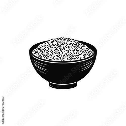 Bowl of rice icon. Porridge vector