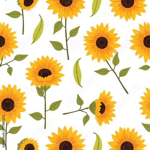 beautiful sunflower watercolor background spring colorful seamless pattern