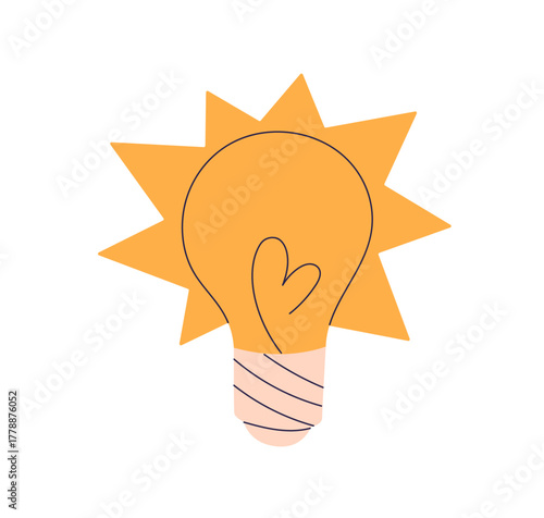 Lightbulb, electric lamp glowing. Light bulb icon. Creative brilliant idea, s...