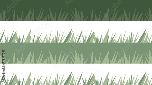 Illustration of three horizontal stripes of green grass with white space in between them