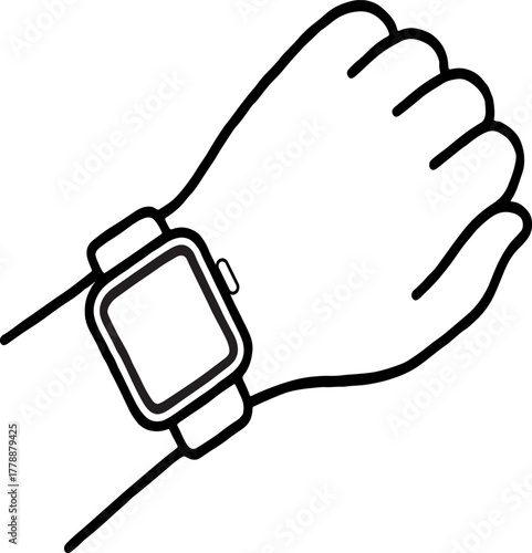 Hand wearing smart watch device technology concept