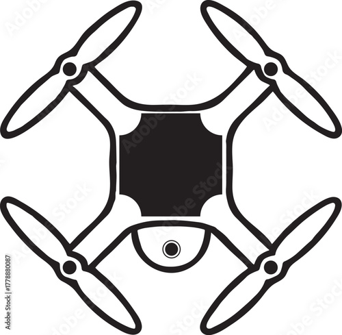 Drone black silhouette icon for delivery and fly
