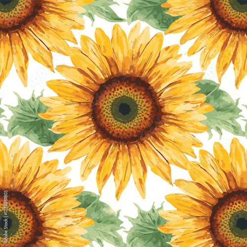 beautiful sunflower watercolor background spring colorful seamless pattern