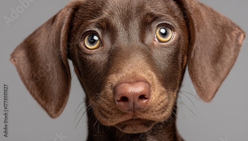 Wallpaper Mural Cute Brown Dachshund Puppy with Bright Eyes Posing Against a Soft Grey Background for Pet Photos Torontodigital.ca