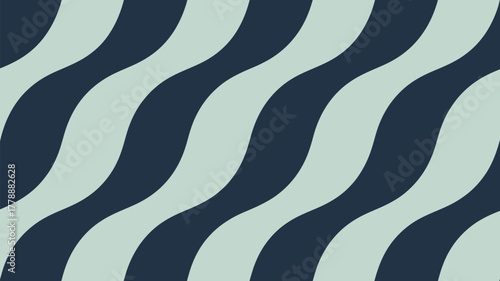 Alternating navy and light green wavy stripes creating a seamless diagonal pattern background design