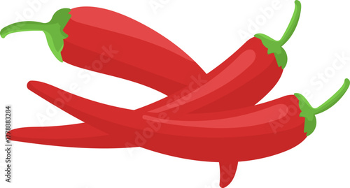 Fresh Red Chili Peppers Flat Design Illustration