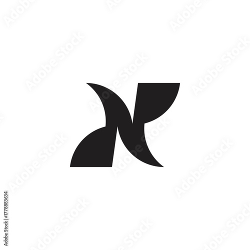 letter dnp simple geometric curve logo vector