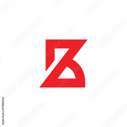 letter zb simple geometric linked red logo vector