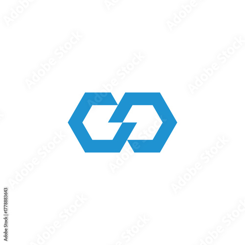 letter co simple hexagonal linked geometric infinity logo vector