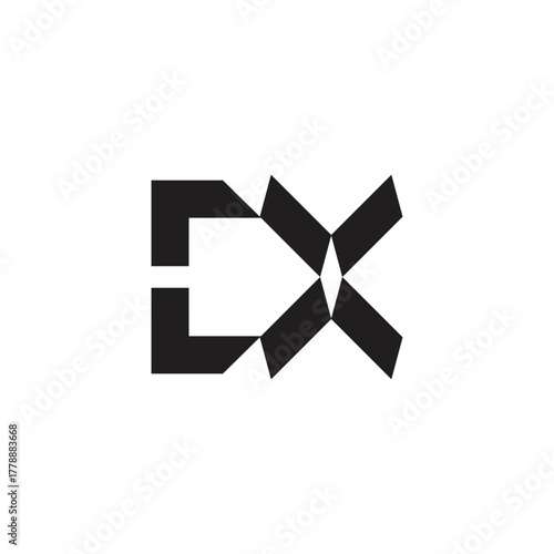 letter cx simple geometric lines linked logo vector