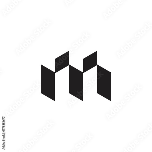 letter m abstract open two doors simple logo vector