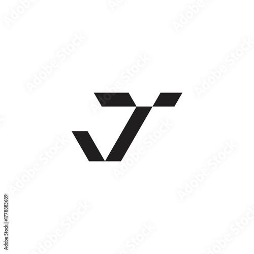 abstract letter jt simple geometric ribbon line logo vector