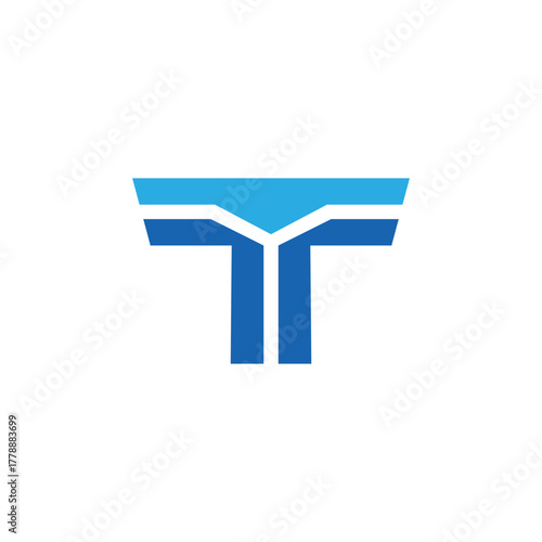 letter t simple geometric technology colorful logo vector
