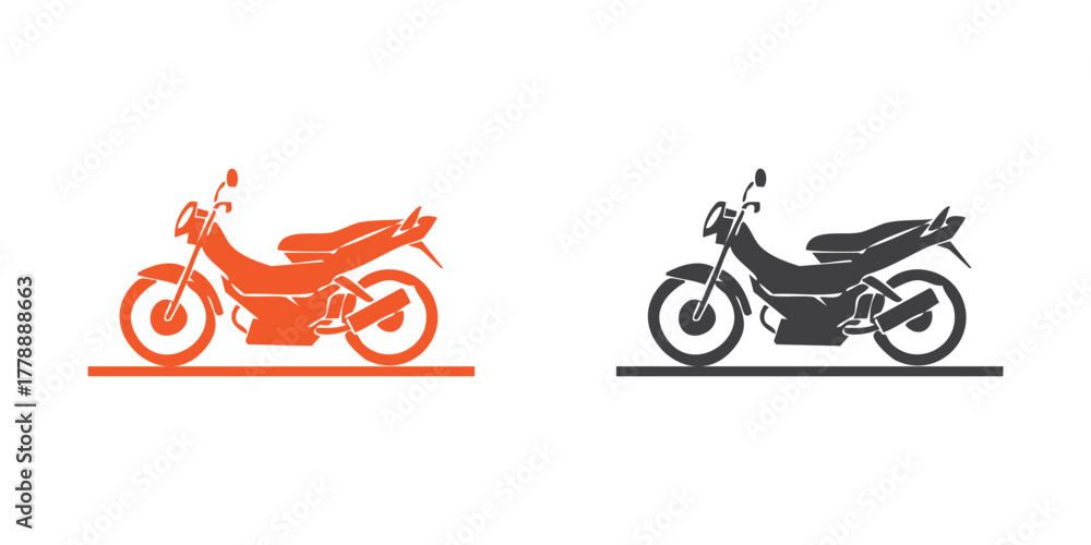 Obraz premium Motorcycle & Bike Types Icons – Sport, Cruiser, Scooter, Classic Vector 