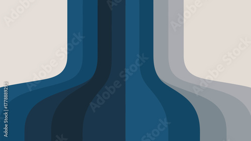 Abstract background with curved lines in shades of blue gray and white creating a retro aesthetic