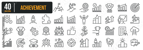 Achievement thin line icons. Editable stroke. For website marketing design, logo, app, template, ui, etc. Vector illustration.
