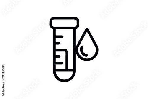 Medical test tube with liquid drop icon