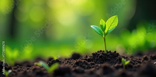 Vibrant green spiraling spring shoots emerge from the earth, unfurling in a breathtaking display of new life and growth, symbolizing renewal and the power of nature , blossom, evolution, flower