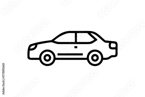 Side view simple line drawing of a sedan car