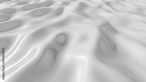Abstract reflective ripples on white surface. Milky water waves. Satin crumples. Loop 3d 