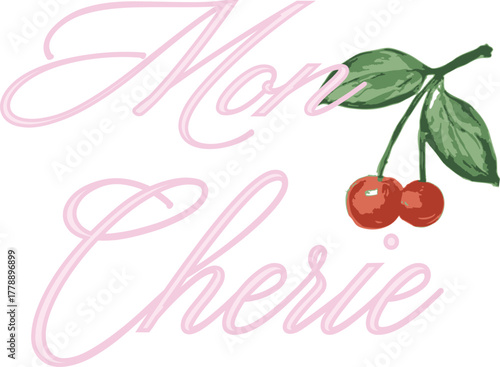 Cherry cherries bow trending Paris girls club fashion style pink girly t-shirt design Slogan Logo Graphic Vector Tee shirt apparel print varsity collage girls tee fruit berries juicy LA Los Angeles
