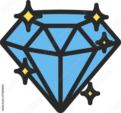Sparkling Diamond Filled Line Icon