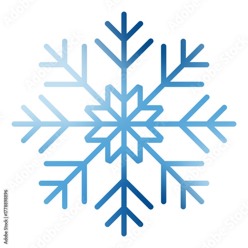 Watercolor snowflake. Artistic blue snowflake with watercolor texture. Snow icon. Winter decoration. Vector illustration