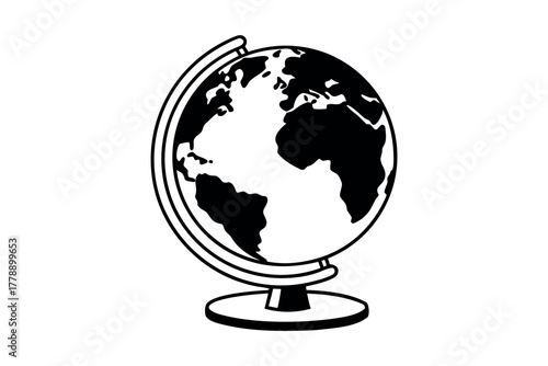 Stylized Globe with Stand Outline