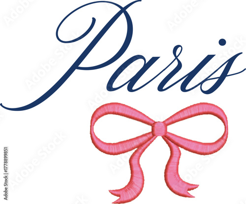 bow bows Paris coquette romantic mon cherie pink satin girl girly satin embroidery romantique fashion style pink girly t-shirt design Slogan Logo Graphic Vector Tee shirt apparel ribbon ribbons 