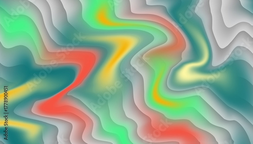 Abstract Colorful Gradient Background with Wavy Layers and Smooth Transitions