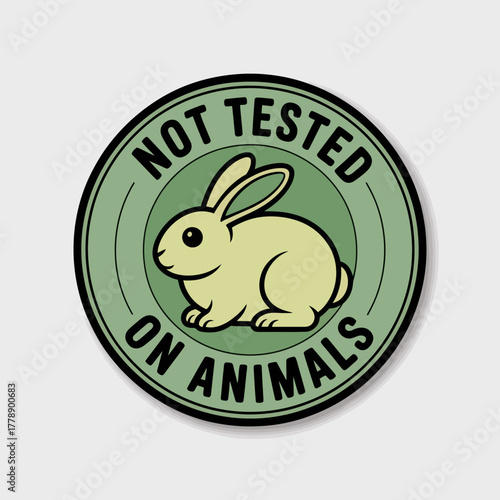 An illustrative badge showcases a rabbit, emphasizing the importance of not testing beauty products on animals and promoting ethical consumption in the marketplace.