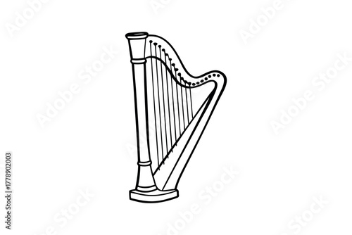 Simple outline of a harp musical instrument