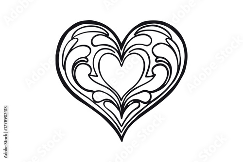 Ornate Heart Shape With Swirling Lines