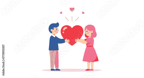 Delivering Love: A Heartfelt Illustration of a Couple Sharing Affection and Joyful Connection