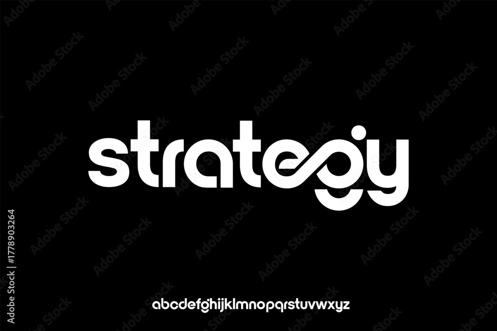 Fototapeta premium Creative strategy wordmark logo with a modern custom font alphabet.