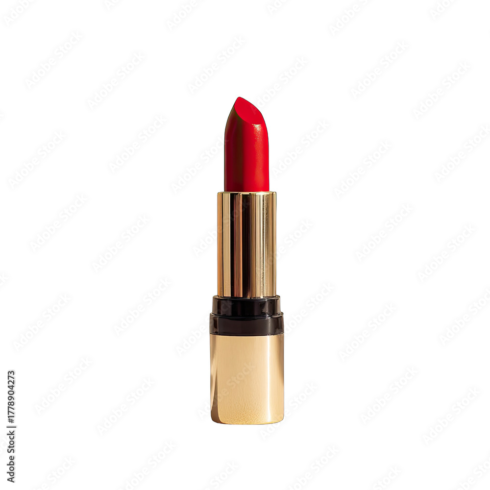Obraz premium Red lipstick in gold-toned casing