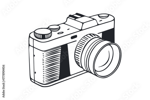 Outline drawing of a modern digital camera