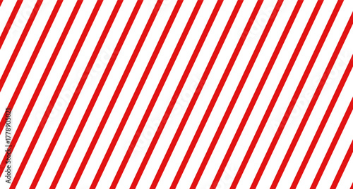 Red and white diagonal stripes background vector illustration. Candy cane pattern for Christmas or New Year concept, flat lay, seamless. Stripe pattern for gift wrap, fabric pattern, textile, tile